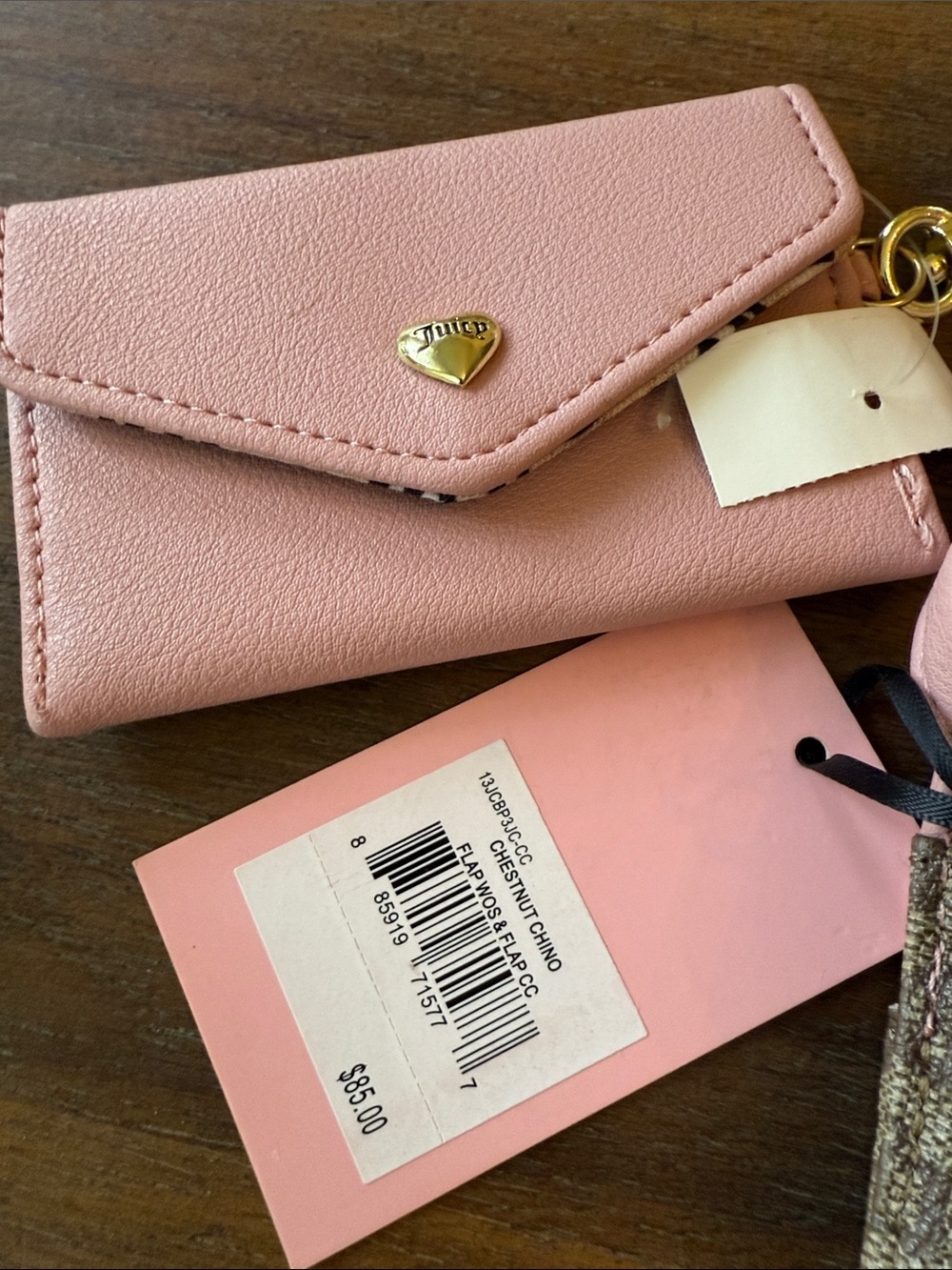 NWT - Juicy Couture Pink & Brown Monogram Crossbody Wallet - Picture 5 of 12